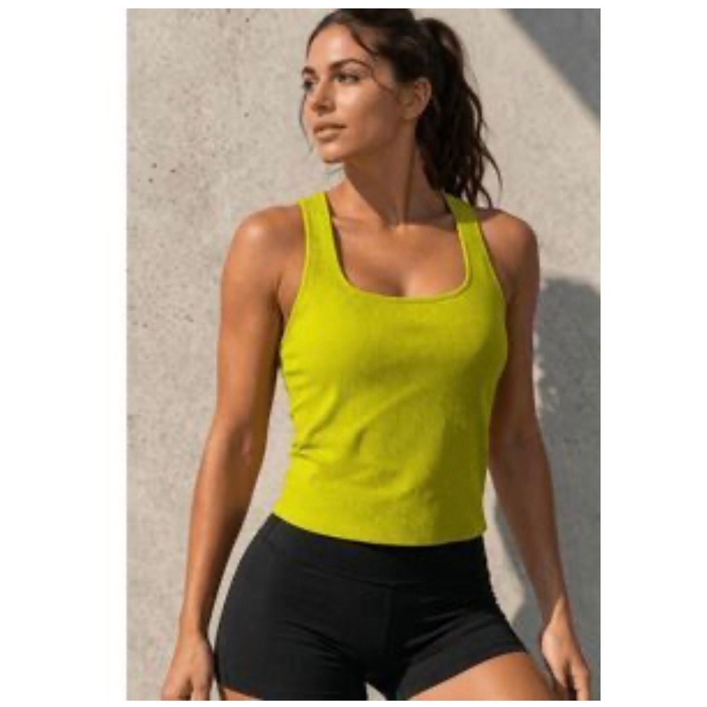 DSG Momentum Seamless Crop Tank Smoked Lime Neon Green Yoga Top Womens Small NWT